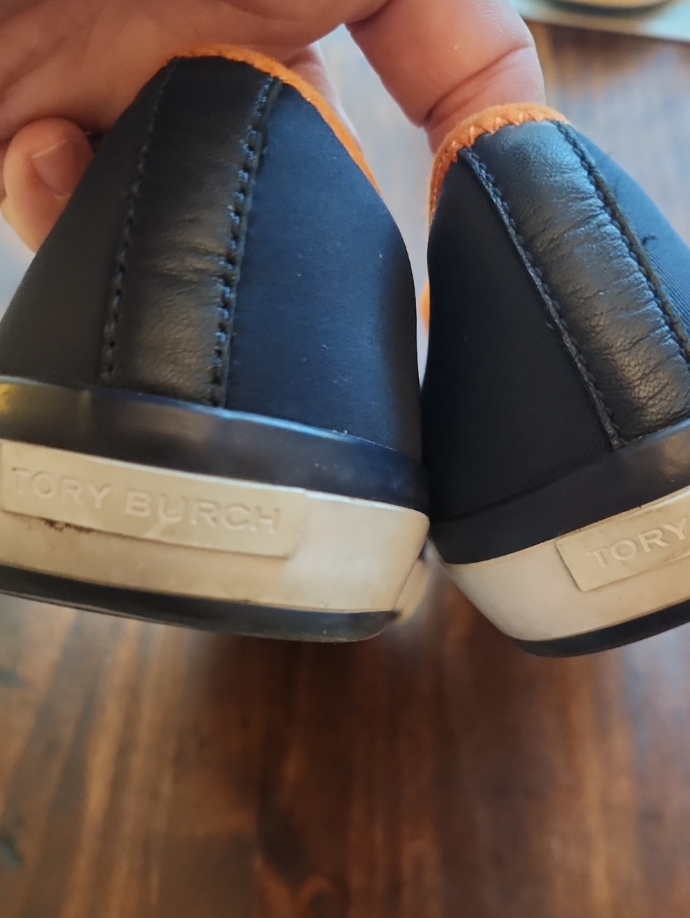 Tory Burch Navy Blue Orange Neoprene Slip On Shoe Women’s Sz 7 - Picture 5 of 5
